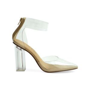 WILD PAIR Womens Clear Translucent Dellie Pointed Toe Block Heel Pumps Shoes 7 M